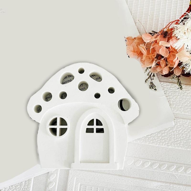 Mushroom House Candle Holder Silicone Mold 3D Houses Making Supplies Plaster Concrete Resin Candlestick Casting Molds