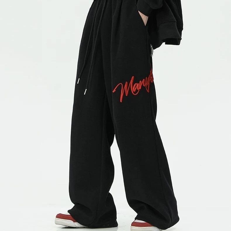 

Women’s Korean High Street Embroidered High-Waist Wide-Leg Pants One Size