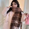 Retro style high-end atmosphere plaid scarf women's autumn and winter versatile imitation cashmere scarf shawl