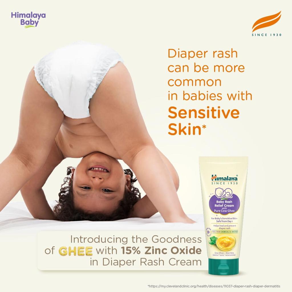 Himalaya Baby Rash Relief Cream 20gm With Cow Ghee And Aloe Vera For Sensitive Skin Protection