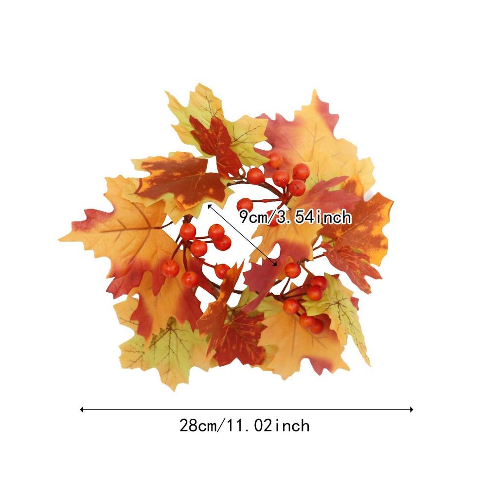 Thanksgiving Candle Ring Candle Wreath Artificial Maple Leaves Wreath Ornament for Living Room Harvest Holiday Wedding Fall