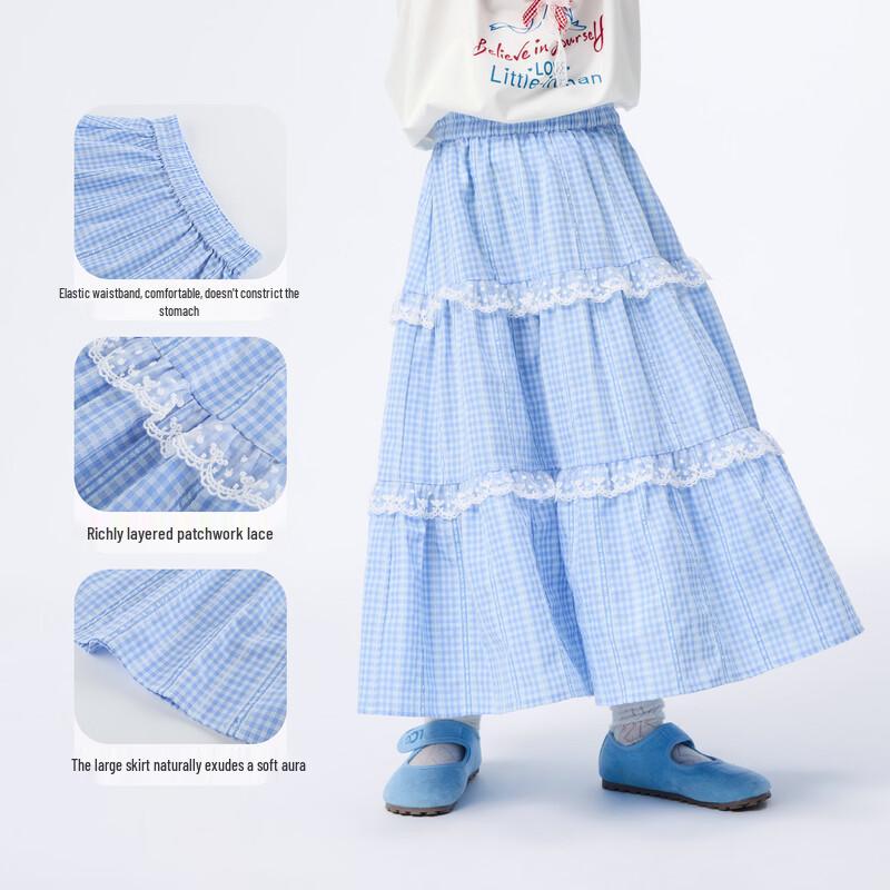 Girls' Summer Plaid A-line Skirt