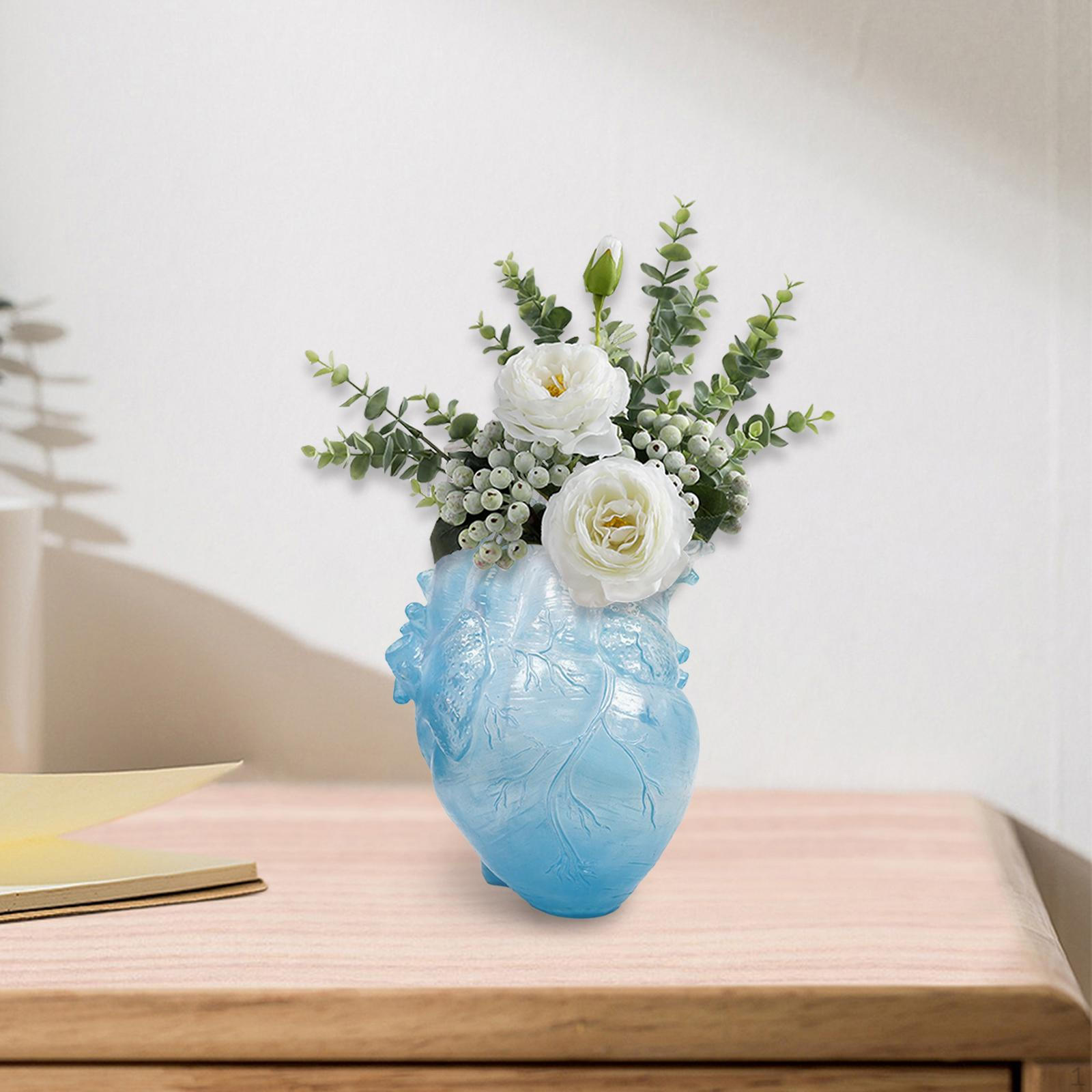 

Ваза в форме сердца, скульптуры цветочного горшка для стильной мантии столовой синий