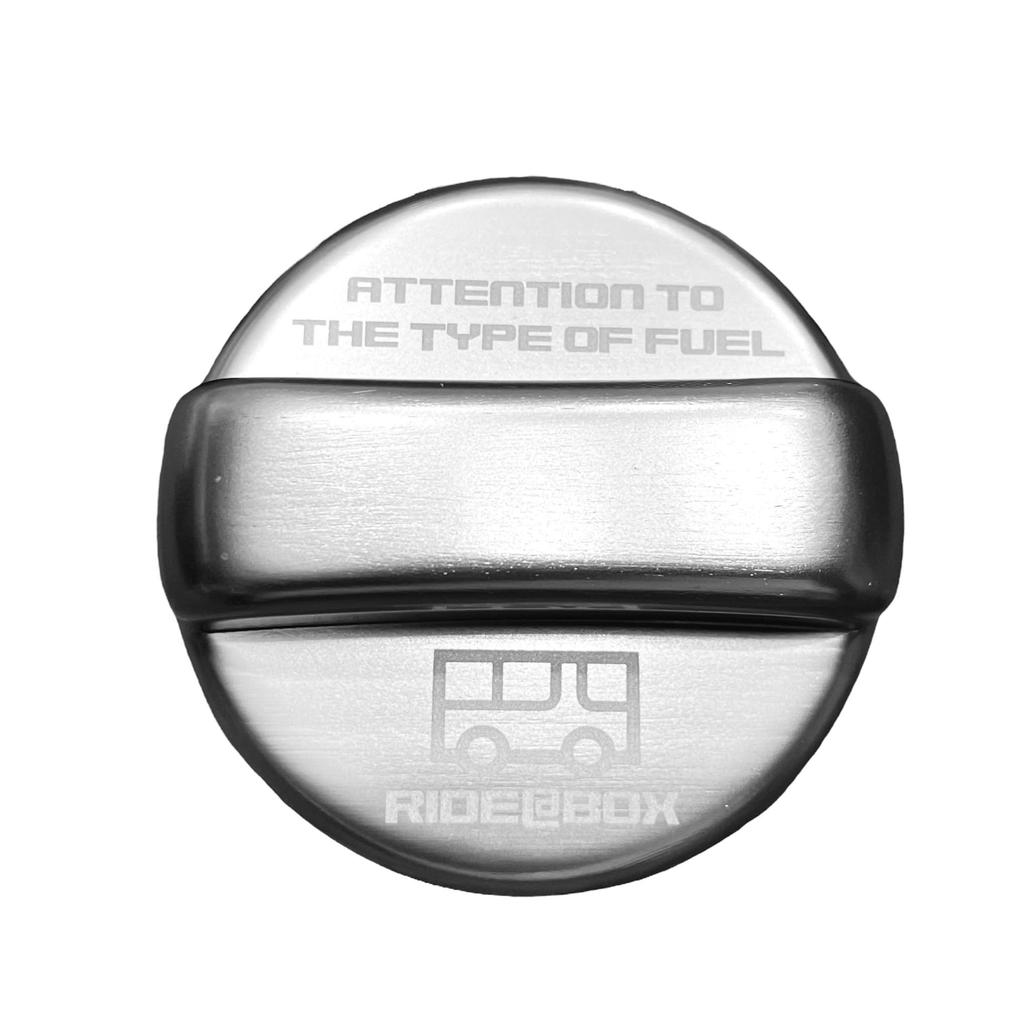 RIDE@BOX Fuel Cap Cover: Aluminum Fuel Filler Cap for Toyota Hiace/Regius Ace 200 Series, Silver Adhesive Type