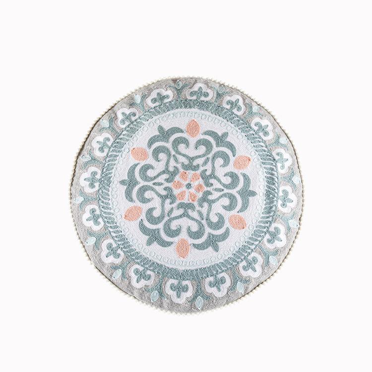 Moroccan Style Throw Pillow Embroider Craft Meditation Pouf Indian Bohemian Style Pom-pom Unstuffed Seat Cushion Ottoman Covers