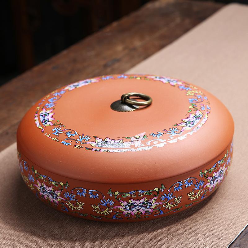 Ceramic Storage Jar Large Size Sealed Tea Container Purple Clay Tea Tank   White Tea Cake Pu'er Storage Jar Household Organizer