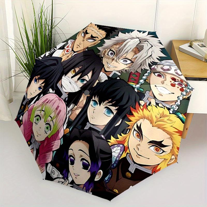 

1pc Demon Slayer Anime Characters Umbrella - Automatic Opening & Closing, Portable 3-Fold Design with 8 Iron Ribs, Outdoor, for Fans, Travelers,