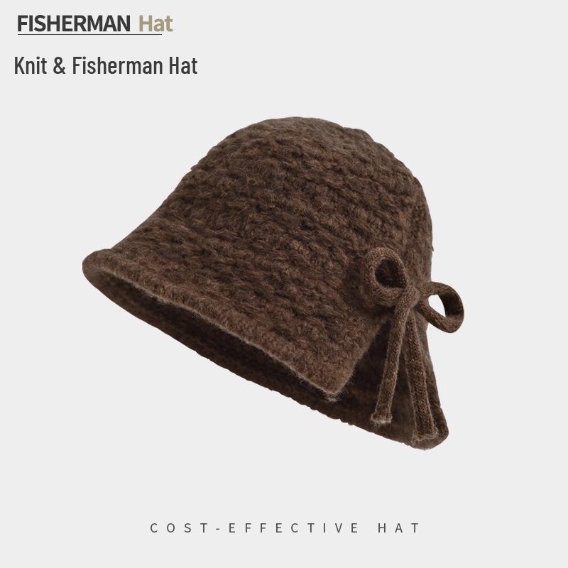 Women's Winter Wool Felt Fisherman Hat – Warm, Ear-Protecting Bucket Style for Large Heads, Slim Face Design