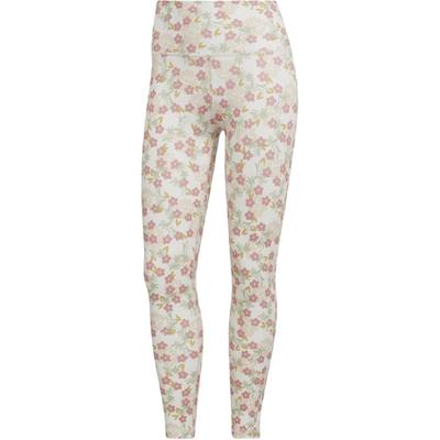 adidas Floral Print High-Waisted Nine-Point Leggings Women Leggings White HS3630