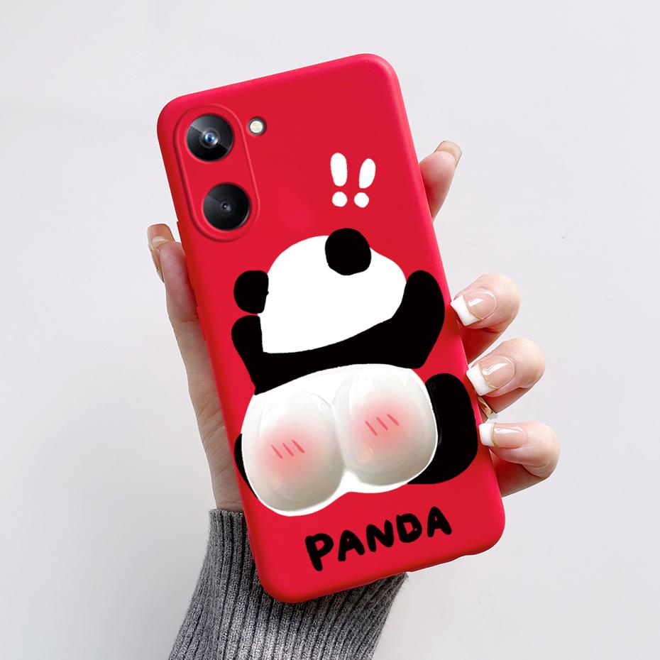 Phone Case For Oppo Realme 10 Pro+ Realme 10 Pro Plus 4G 5G Cute Panda Silicone Matte Cover For Realme10 Pro+ Realme 10Pro+ Case