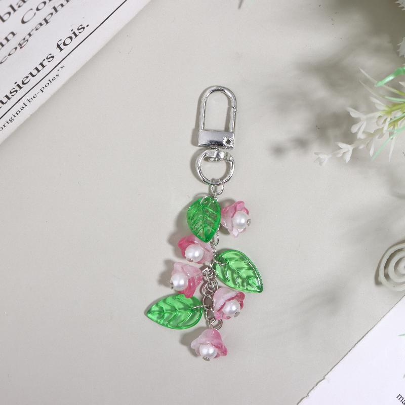 Y2K Aesthetics Lily Of The Valley Keychain Exquisite Flower Keyring Bag Pendant Sweet Girly Phone Lanyard Holiday Gifts