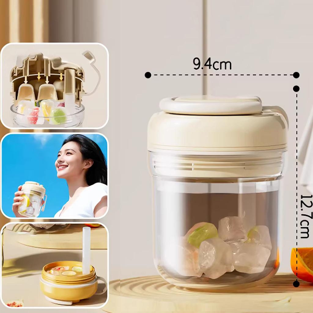 2-In-1 Ice Cube Water Bottle Portable Ice Maker Kettle Whiskey Ice Cream Ice Mold Cooler Cup Outdoor Fitness Drink Tool