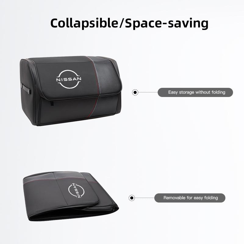 Caja Organizadora de Cuero con Logo de Coche Estuche de Almacenamiento para Maletero de Coche Para Nissan Qashqai J10 J11 Navara Juke GTR 350z Patrol Leaf X-trai
