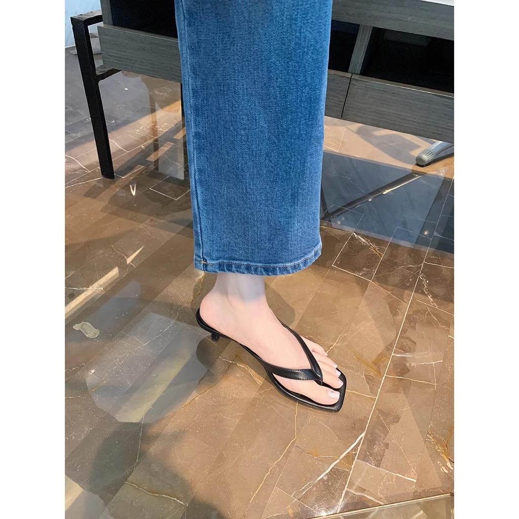 Cowhide Version~ New Cat Heels, High Heels, Flip-flops, Flat Bottom, Toe Cool Slippers