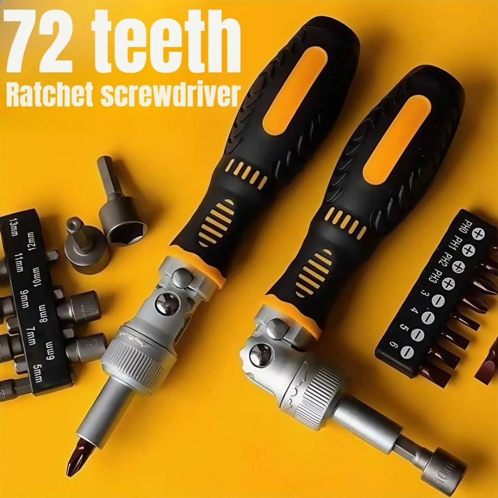 

72-Tooth Ratchet two-way screwdriver Set bendable labor-saving screwdriver bit kit one-word cross Household maintenance tool