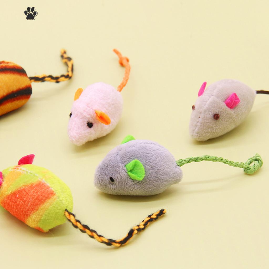 8 Pcs Cat Mouse Plush Cat Toy Kitten Toy Long Tail for Cat Teething Chewing Ring Bell for Cat To Exercise Gift