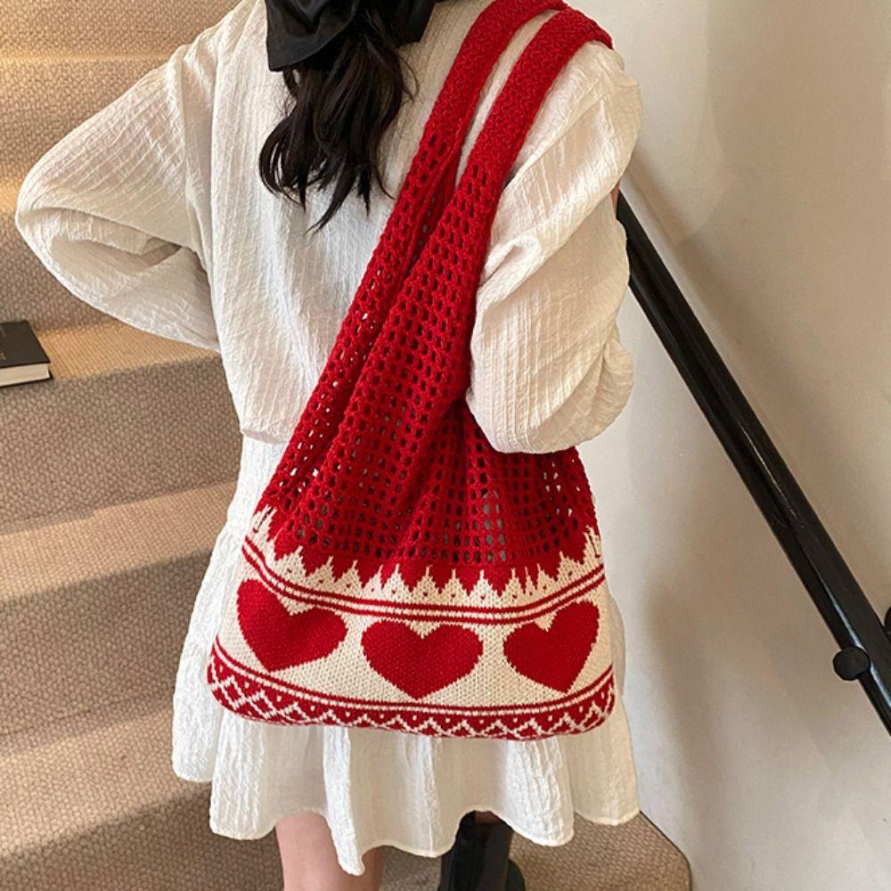 Leisure Crochet Bag Boho Weave Shoulder Bag Elegant Knitted Tote Bag  Travel