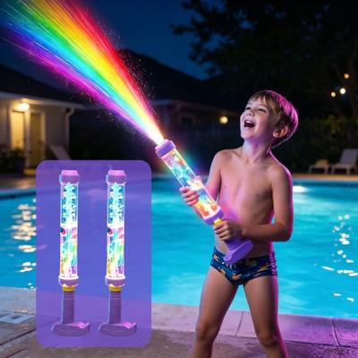 Glowing Rainbow LED Water Sprayer Toy, Kids Safe Summer Light Up Water Sprayer, Illuminate Night Sprinkler for Pool Party Backyard Beach