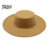 Chapeau Fedora Style Vintage Chapeau Rétro à Sommet Plat, Feutre de Laine Pork Pie Chapeau Melon avec Anneau Métallique pour Robe Décontractée Automne Hiver, Trilby à Large Bord pour Femmes