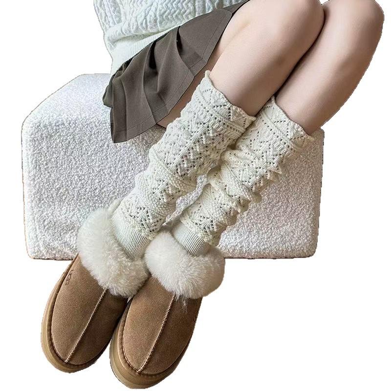 Hohle Wollstapel-Socken Schwere Arbeit Warme Gestrickte Mehrlagige Mittellange Socken Süße Und Vielseitige Socken