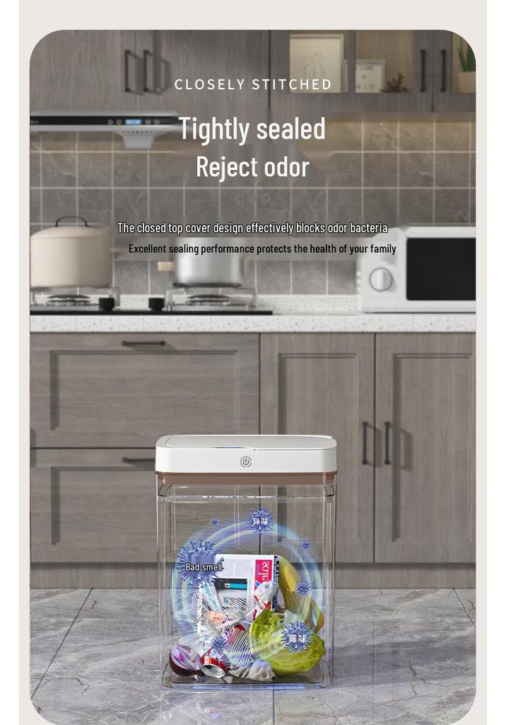 Smart Touchless Induction Trash Can with Automatic Lid & Bagging for Bathroom