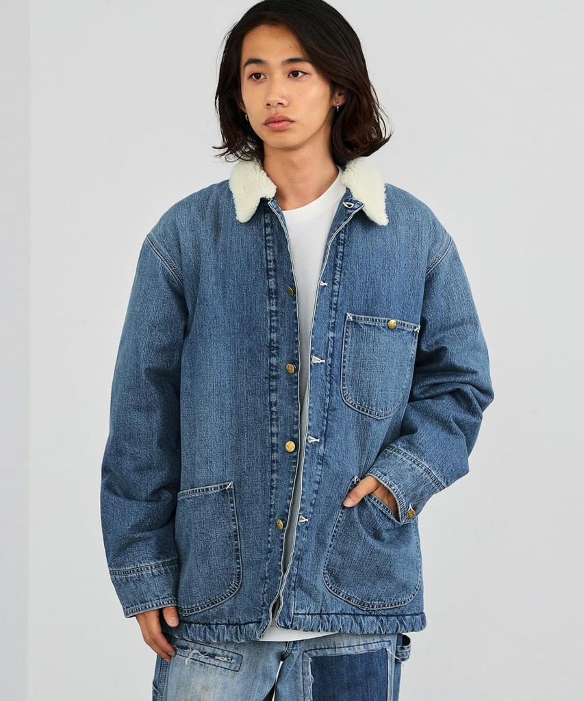 Lee DUNGAREES Lightly Used Wash Denim Jacket with Boa Coverall Men's