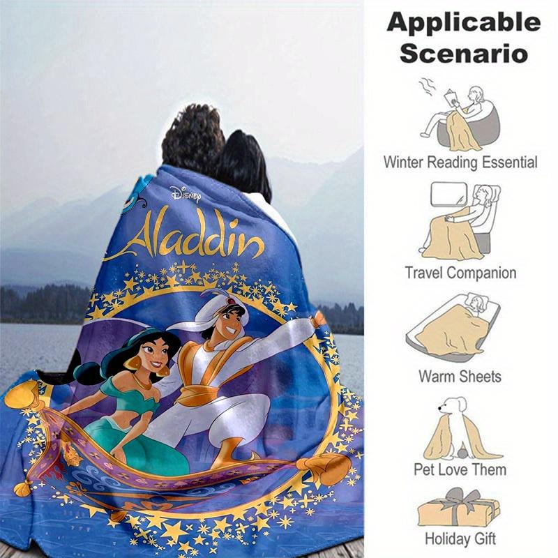 1pc, Disney Aladdin Flying Carpet Throw Blanket Perfect for Home Decor, Couch Cover, Outdoor Use, Gifts, Soft Blanket for Bedroom, Living