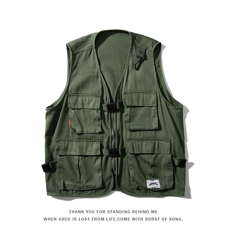 Nova primavera e outono colete masculino moda casual solto colete de trabalho masculino roupas de pesca