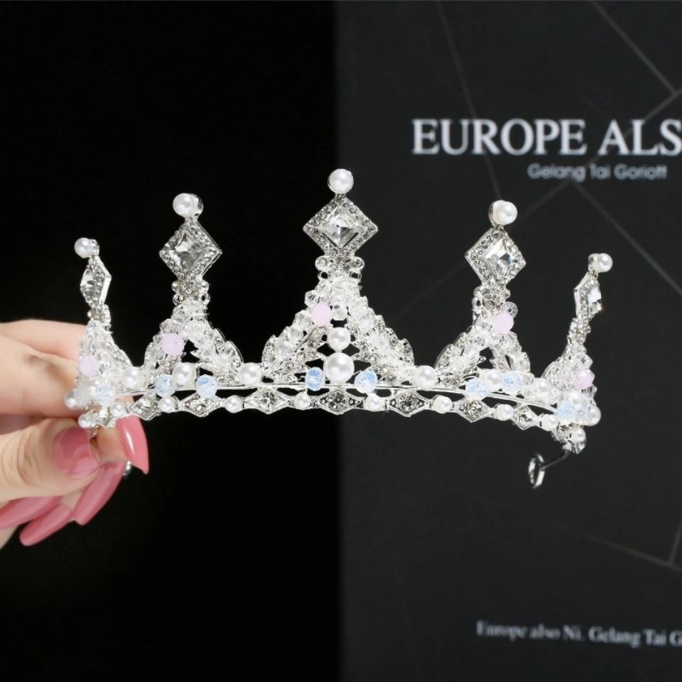 Children'S Crown Girl Crystal Crown Headgear Korean Fairy Princess Style Temperament Dress Accessories Crown Hair Accessories