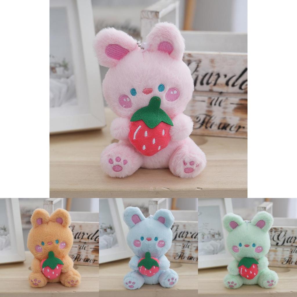 Plush Cute Adorable White Rabbit Keychain Creative Fruit Bunny Plush Toy For Girls