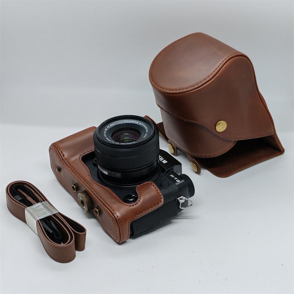 

PU Leather Camera Bag Case for Fujifilm XT2 XT3 Fuji X-T2 X-T3 Protective Storage Base Full Body Cover With Strap