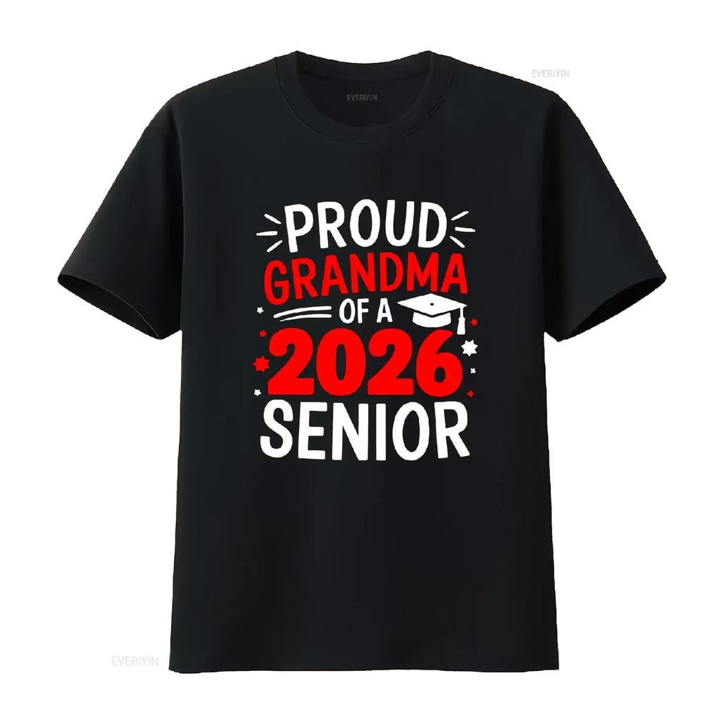 Proud Grandma Of A 2026 Senior T Shirt Class Graduation Graduate Vintage Washed Graphic Top For Everyday Wear Streetwear Casual