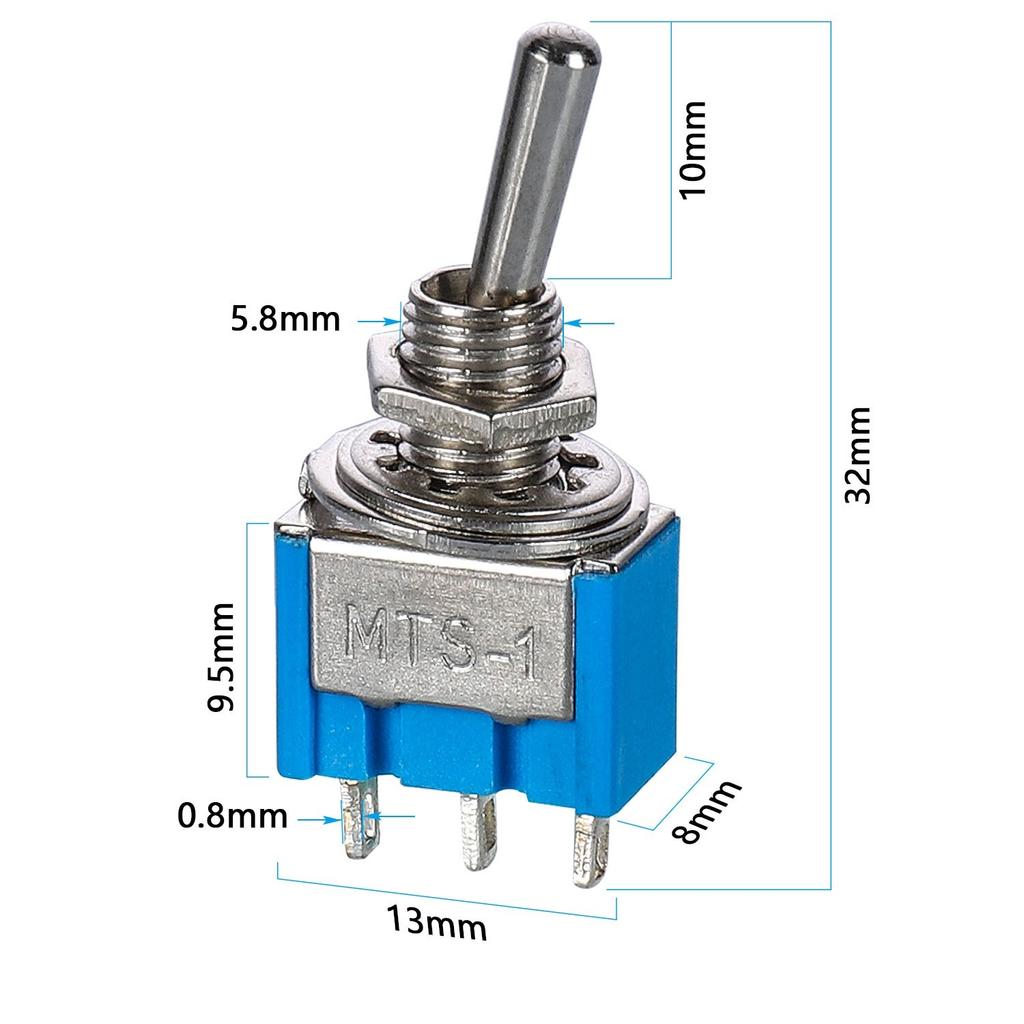 20Pcs Set Mini 6A 125V MTS-1 1P 3 Contacting 3 Position Power Toggle Switch