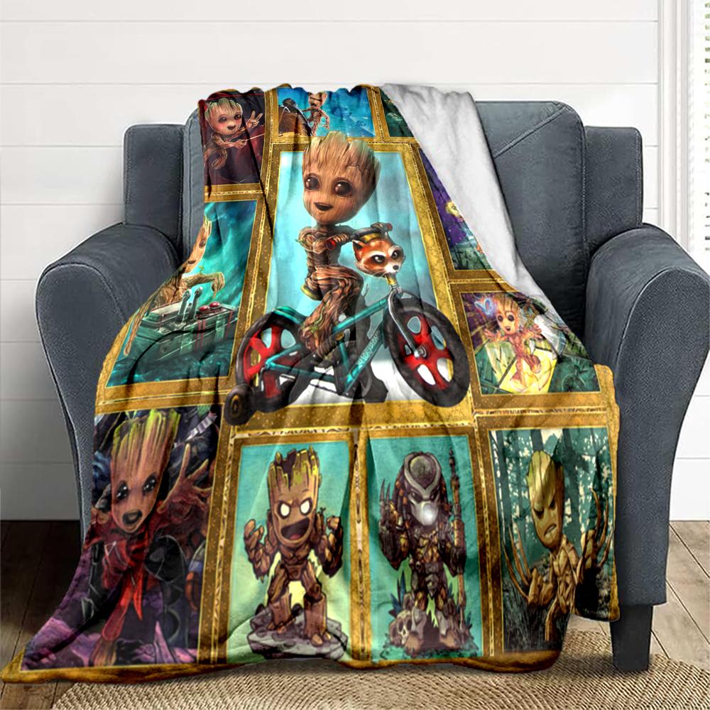 1Pc Groot Friends Adventure Blanket Soft And Comfortable Casual Warm Camping Travel Christmas Halloween Xmas Gift M924198