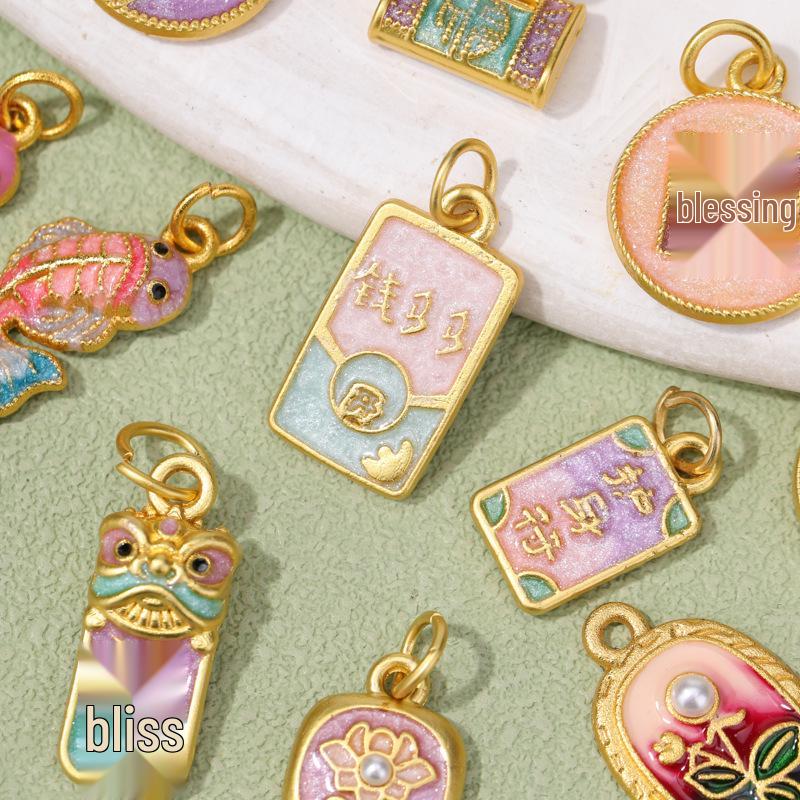 Pingente Koi Gotejamento de Ouro Antigo - Acessório Auspicioso DIY Exquisito