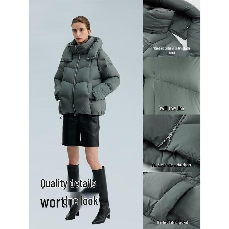 Women's Short Detachable Hood Puffer Down Jacket