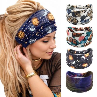 Ampia Fascia Bohemia Traspirante Elastica per Yoga Allenamento Fascia per Capelli Annodata Wrap per Capelli Donne Ragazze Africane Accessori per Capelli