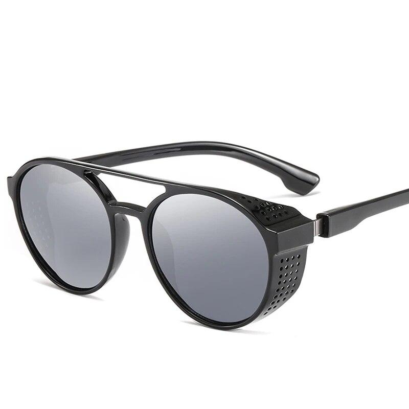 Vintage Punk Sunglasses New Fashion Men Round Frame Sun Glasses Male Classic UV400 Eyewear for Men Punk Oculos De Sol Gafas