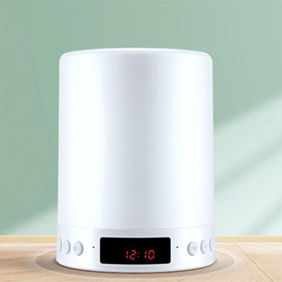 LED Light Wireless Bluetooth-compatible Speaker FM Radio Clock Mic Stereo Music Player