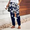 Women Flower Printing Pants Lace Up Elastic Waist Loose  Trousers Casual Long Pants Trousers with Pockets