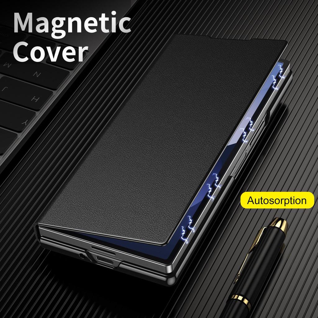 Capa Samsung Z Fold7 de Couro com Suporte Flip para Fold6/5/4/3 - À Prova de Queda, Protetora, Compatível com Comércio Eletrônico Transfronteiriço