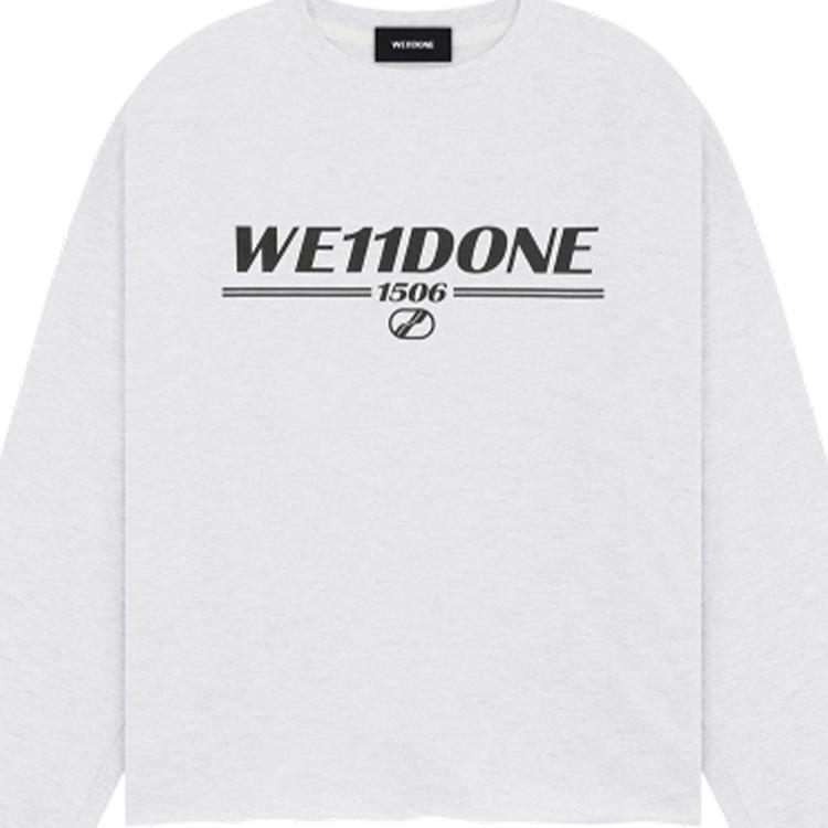 WE11DONE Summer Frayed Logo Long Sleeve T-Shirt Unisex Tops Mixed-Gray WD-TT1-26-915-U-MG