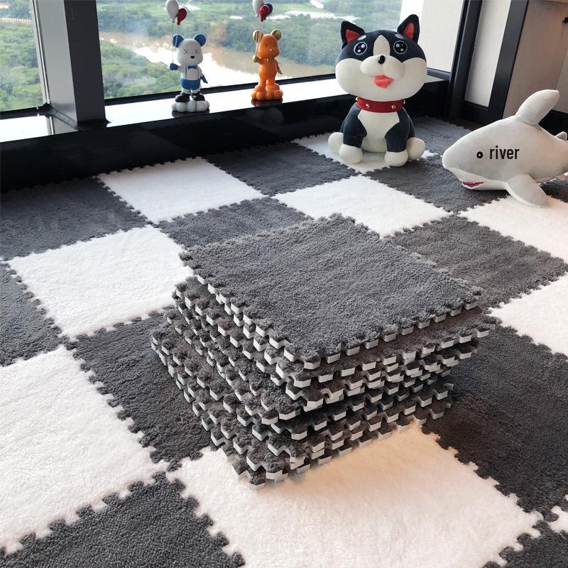 Soundproof Plush Patchwork Carpet: Bedroom & Living Room Rug, Free Cut, Silent Bedside Mat