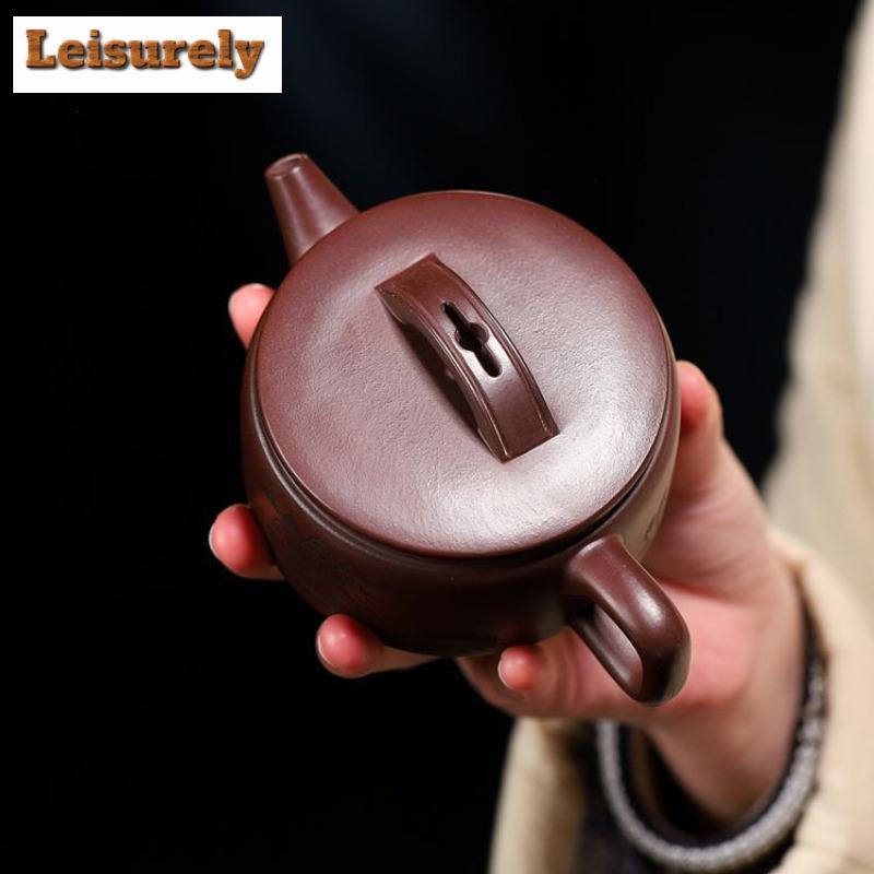 180ml Yixing Purple Clay Teapots Artists Handmade Large Caliber Pot Raw Ore Dragon's Blood Sand Tea Maker Kettle Zisha Tea Set