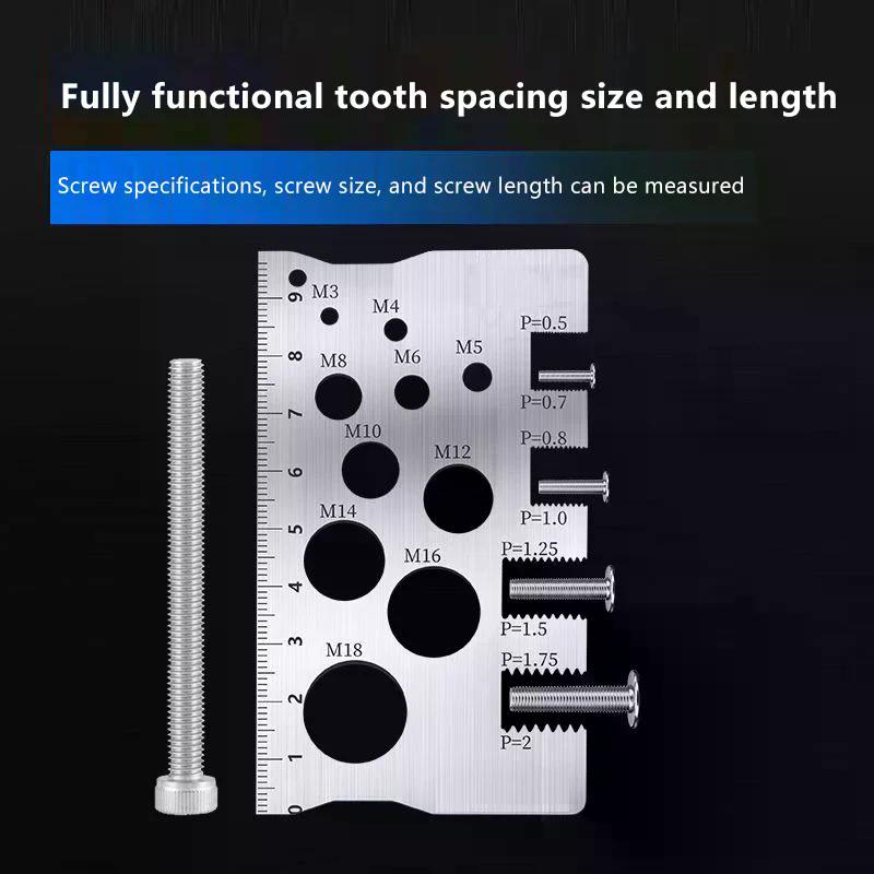 Thread Checker Screw Measurement Ruler Stainless Steel Caliper Metric Gauge Tool For Measuring Screw Pitch Bit Bolt Nut Screw