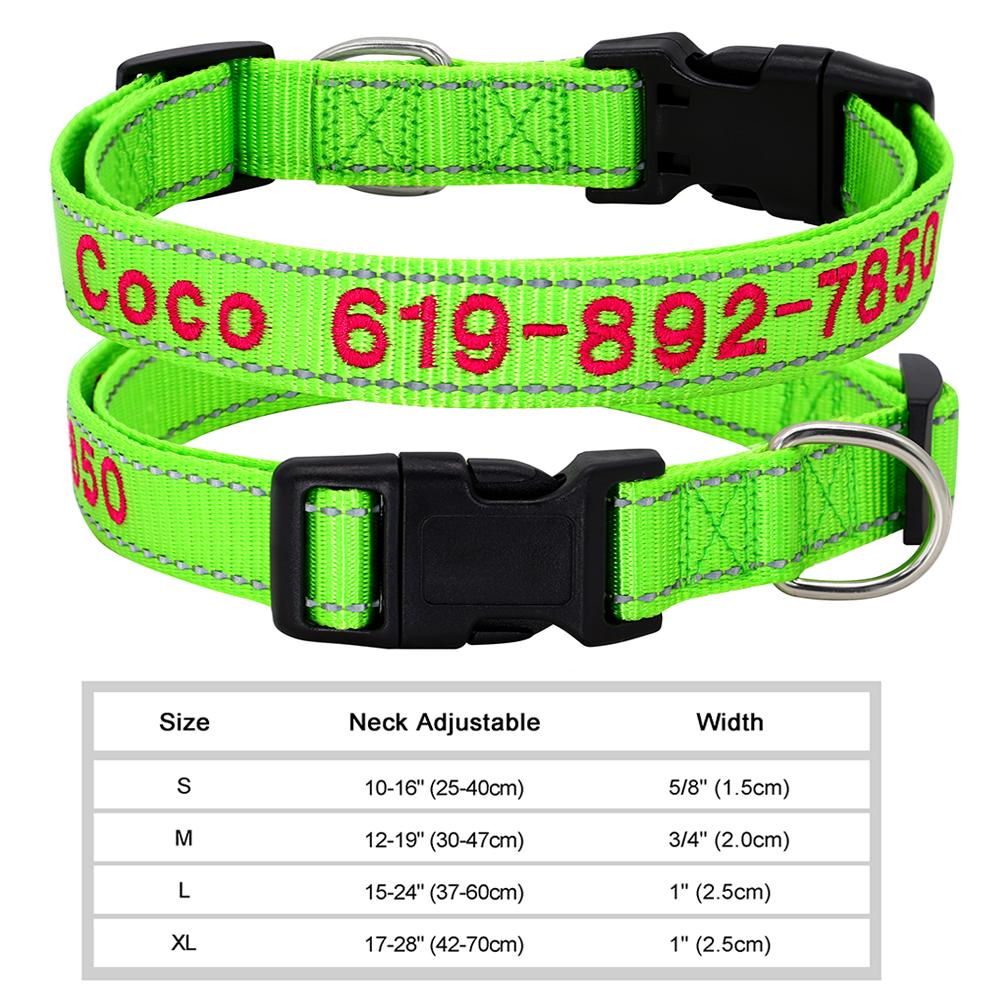 Personalized Embroidered Dog Collar Reflective Nylon Custom ID Name Accessories Pet Padded Collars For Small Medium Large Dogs