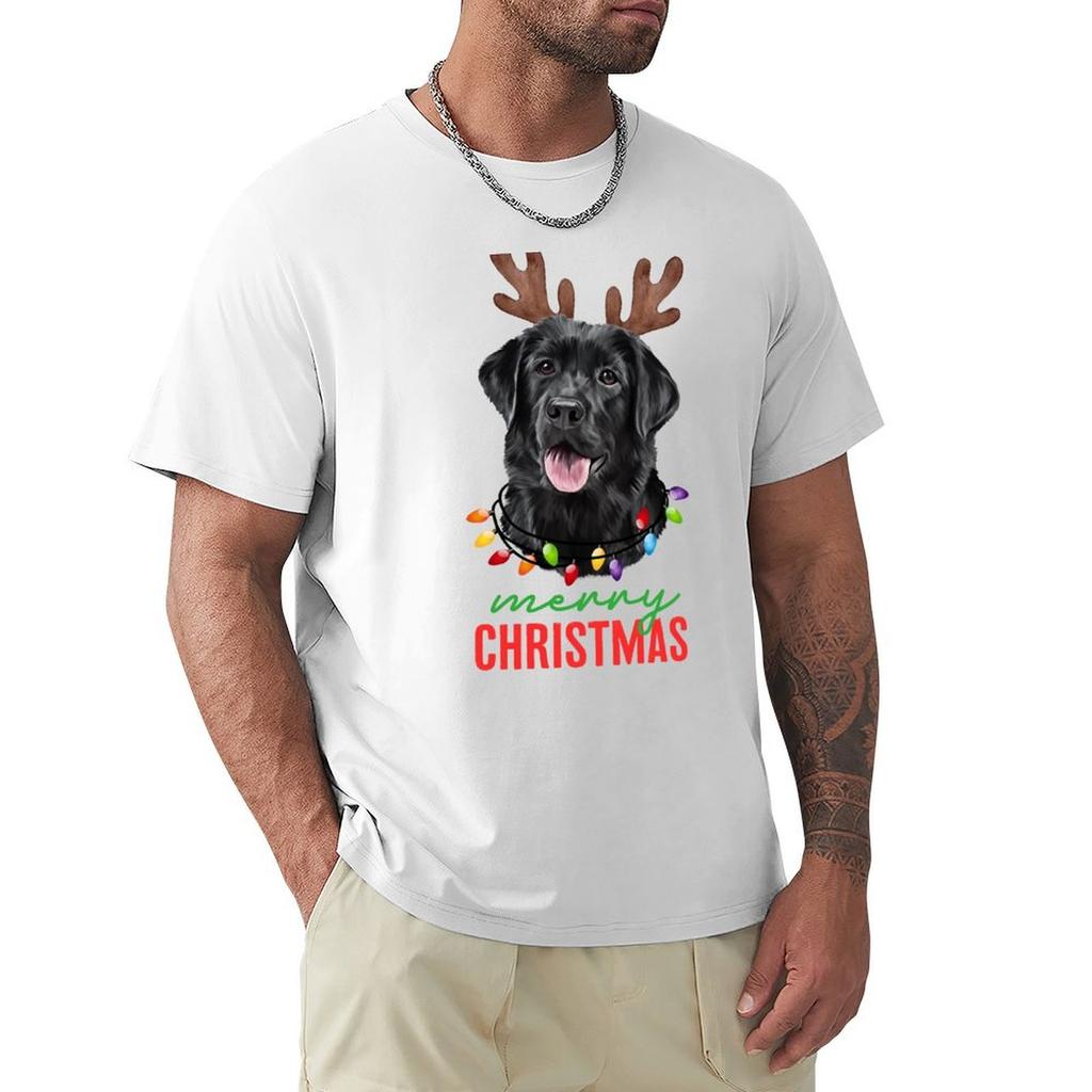 Merry Christmas Black Labrador Tee Tshirt Soft Durable Cotton Tshirt