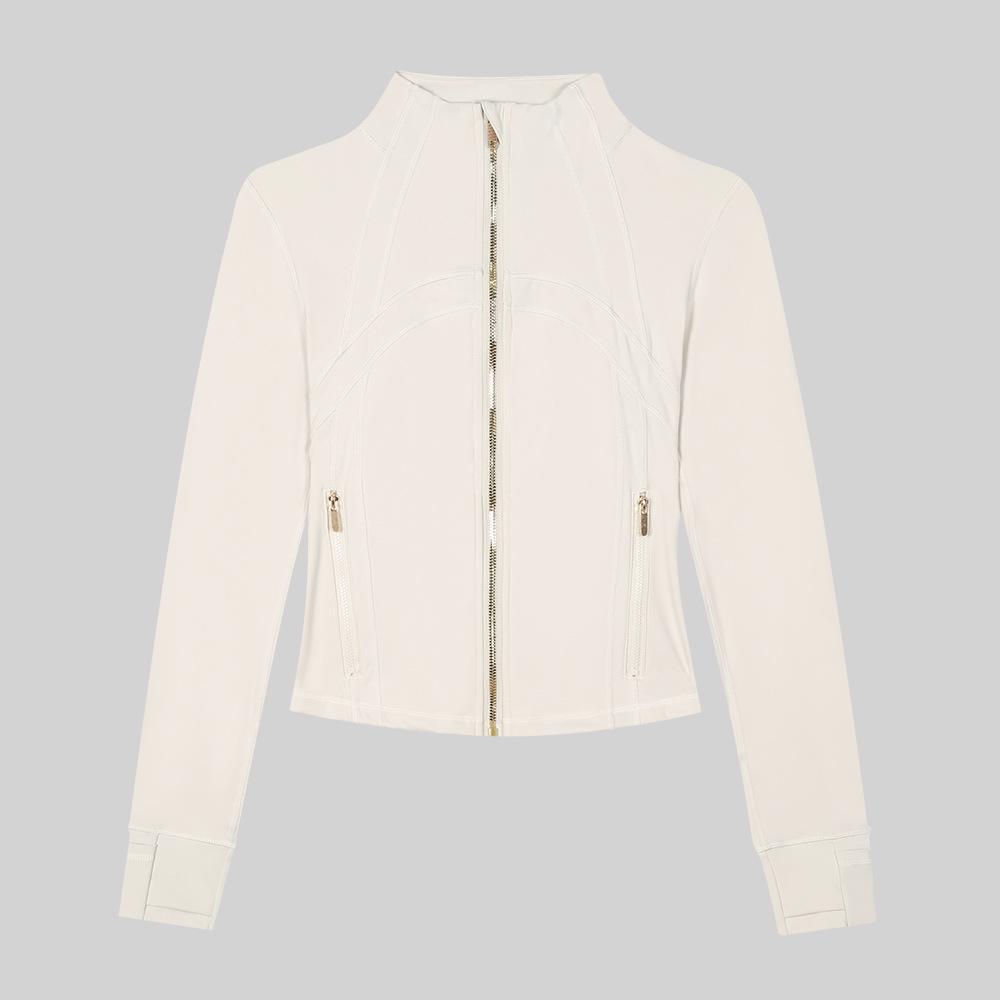 LULULACIE Women's Gold Zipper Stand-up Collar Slim Fit Sports Jacket