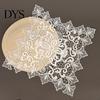 Decorative Table Covers for Weddings White Lace Doily, Elegant Retro Placemat, Embroidered Small Round Placemats Jewelry Trays Mat, Rectangular
