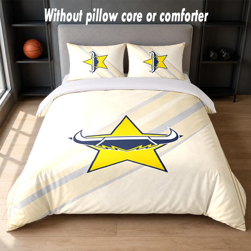 North Queensland Cowboys Design Bett Bettwäsche Set 1 Bettbezug + 2 Kissenbezüge Weich Atmungsaktiv Haushalt Bettwäsche